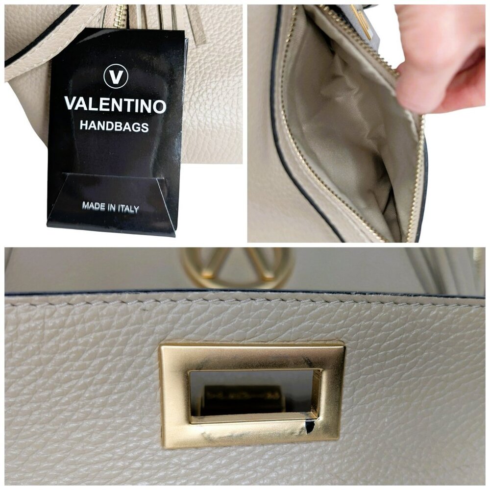 Valentino By Mario Valentino Camilla Taupe Leather Satchel w/ Strap - Picture 9 of 9